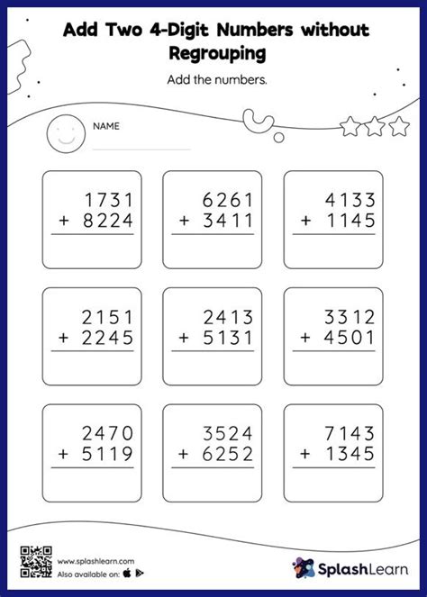 4 digit addition without regrouping